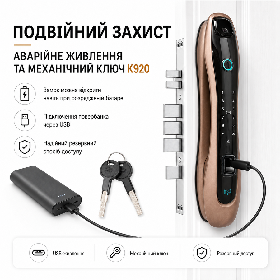 Смарт-замок K920 с отпечатком пальца, паролем, M1-картой, OLED-дисплеем и поддержкой Tuya (283548518) Киев - изображение 13