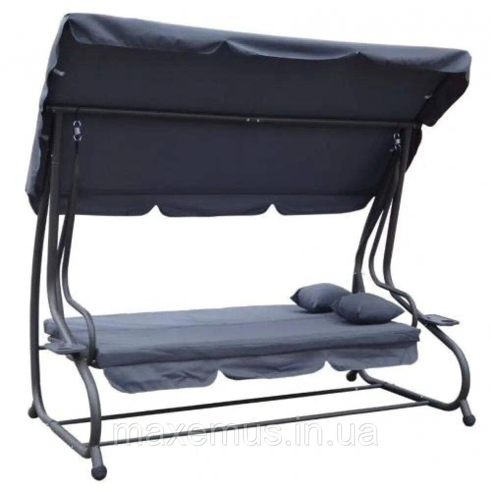 Садовые качели для дачи и дома трехместные уличные качели с навесом Bonro Garden BW-002 дачные качели серые Мостиська - фото 2