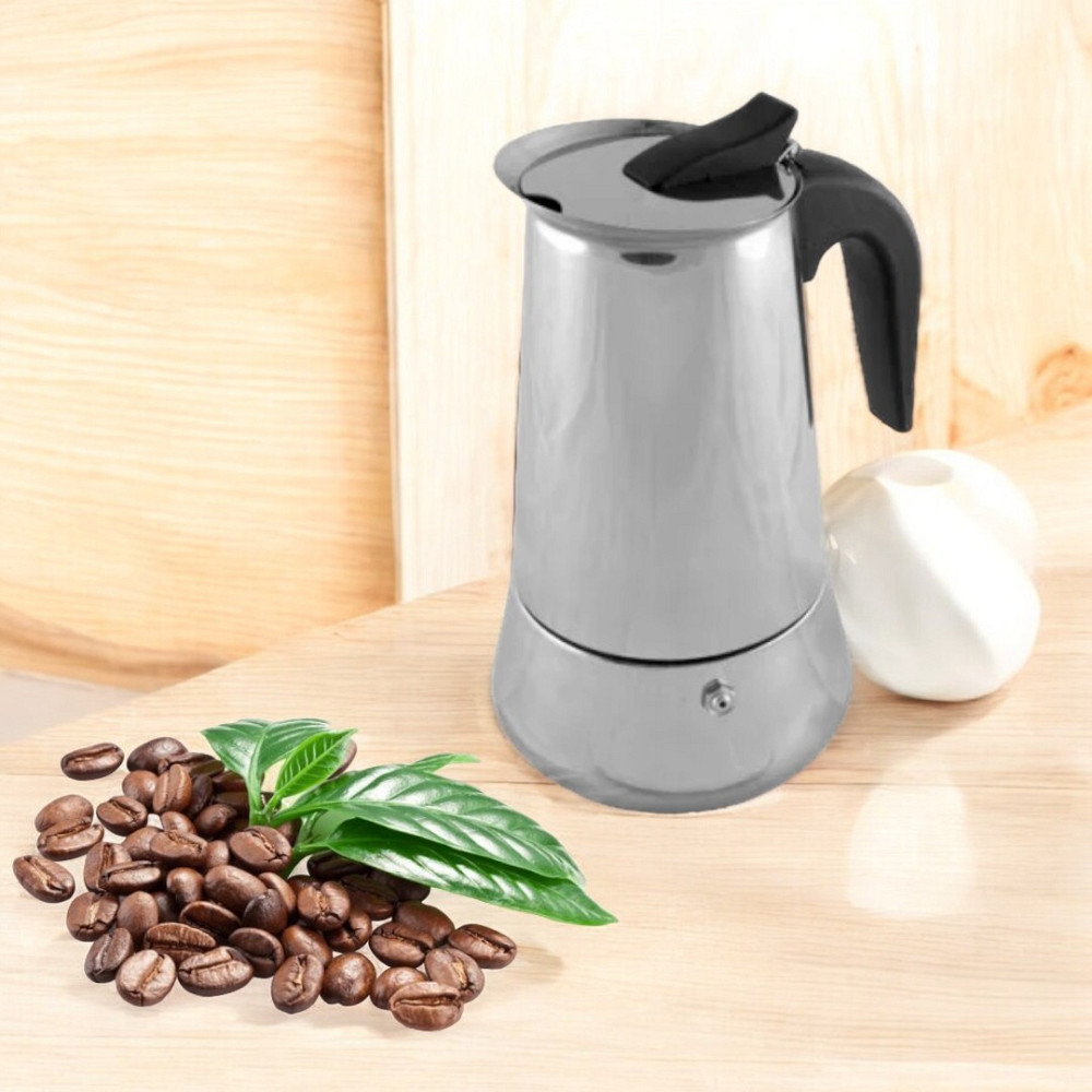 Гейзерная кофеварка UNIQUE UN-1902, 6 чашек, нержавеющая сталь, 270 мл, удобная и надежная Одесса - изображение 1