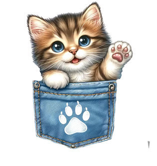 Термонаклейка на одяг Котик у кишені Київ - фото 1