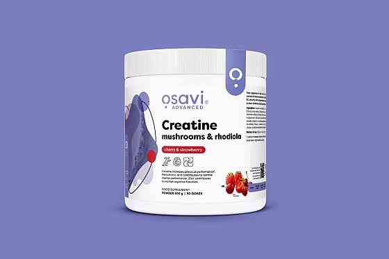 Креатин, грибний комплекс і родіола Osavi Creatine, Mushrooms &amp; Rhodiola (вишня-полуниця) 300 g Луцьк