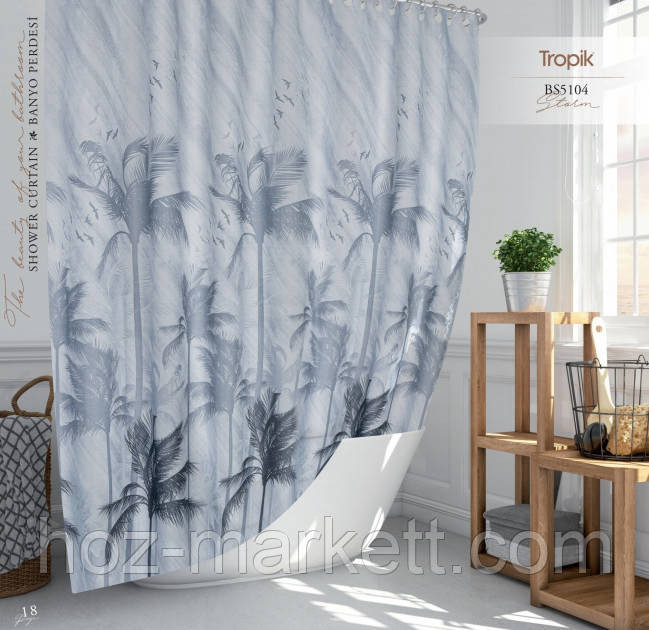Тканевая шторка для душа Тропик 180 х 200 см Турция шторм Харьков - изображение 1