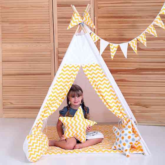 Вігвам Хатка комплект Жовтий зигзаг з подушкою Київ
