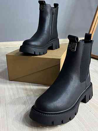 Ботинки женские Hengji 5130 челси высокие утепленные кожаные черные, 38, 24 см Киев