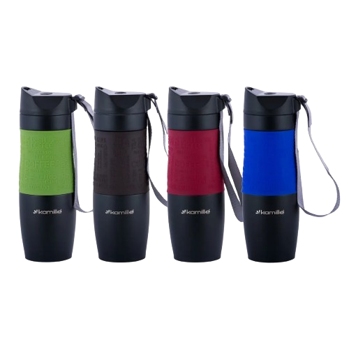 Термочашка 480мл з TPR вставкою і ремінцем нержавіюча сталь (мікс) KAMILLE 2067 Житомир - изображение 6