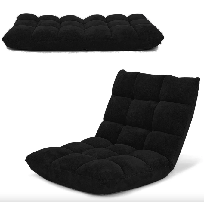 Крісло Costway Tiktok підлогове з регульованою спинкою чорний Киев - изображение 2