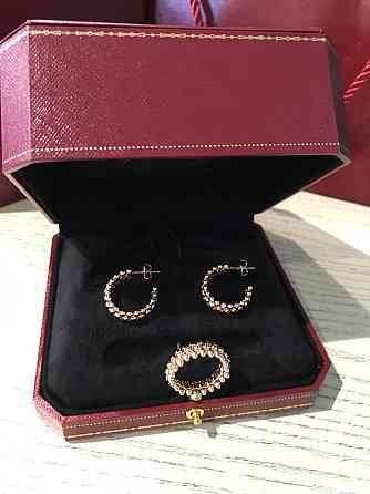 Cartier сережки зубчики лимонне золото / Cartier кільце зубчики лимонне золото/ комплект або окремо Одеса