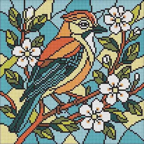 Алмазна мозаїка "Вітраж. Сойка" ©art_selena_ua AMO8317, 30х30 см Вінниця