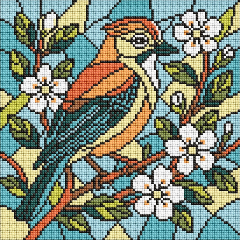 Алмазна мозаїка "Вітраж. Сойка" ©art_selena_ua AMO8317, 30х30 см Вінниця - фото 1
