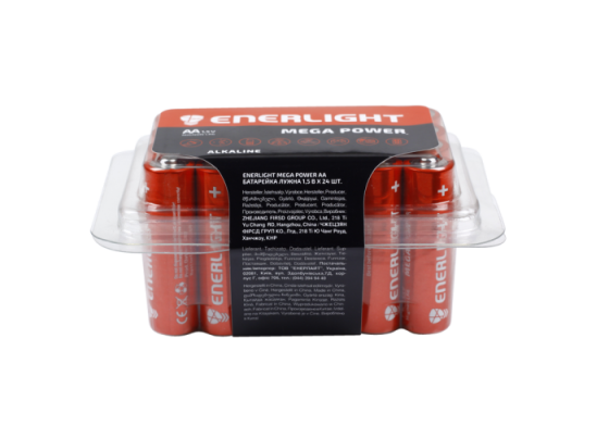 Батарейка пальчик ENERLIGHT MEGA POWER AA 1.5V бокс 24 шт. Рівне