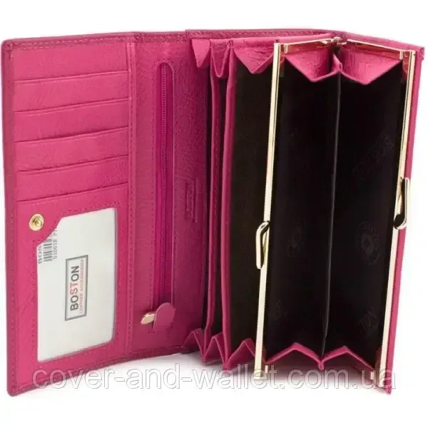 Малиновый женский кошелек на магнитах из натуральной кожи Boston Киев - изображение 5