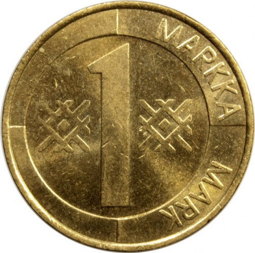 Монета Фінляндія 1 марка, 1993,94,96 Фінляндія.(БЖ) Полтава - фото 1