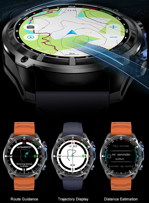 Розумний смарт-годинник Smart Navigation Pro Steel Black з GPS (3 ремінці) Вінниця - фото 13