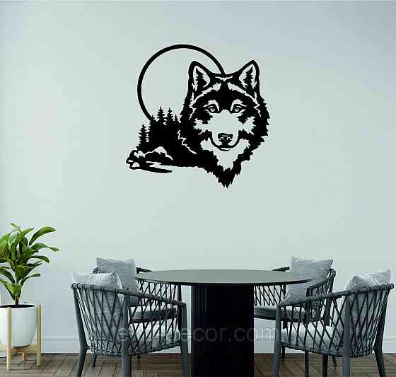 Декоративне настінне Панно «Вовк», Декор на стіну 90*90 см, Чорний Київ