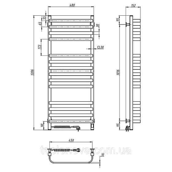 Сушарка для рушників електрична Navin Stugna 480х1200 Sensor ліва чорний муар Чернівці