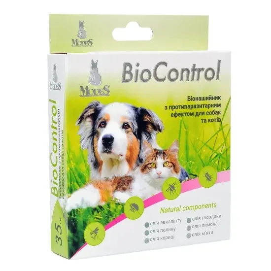 Біо контроль (BioControl) біонашийник з протипаразитарним ефектом для собак та котів 35 см, MODES Вінниця