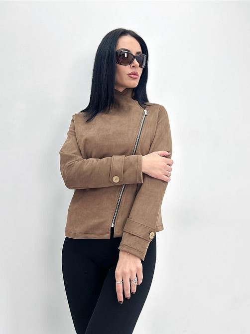 Замшева куртка-жакет "Nessa" оптом I Норма і батал Мокко, 42-44 Київ - фото 4