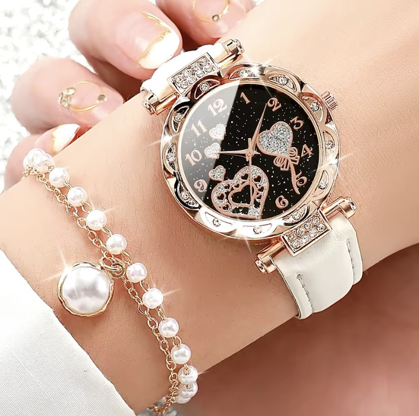 Подарочный набор для женщин: наручные часы браслет ожерелье и серьги без подарочной коробки белый Киев - изображение 3