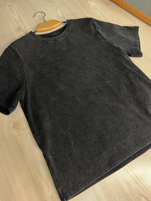 Футболка женская A-N 2668 вареная тай дай оверсайз с камешками черная, черный, one size Киев - изображение 2