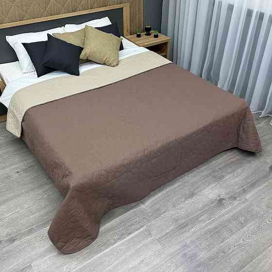 Покрывало двустороннее Decorator Microfiber куб 210х215 см капучино с бежевым (85-135) Киев