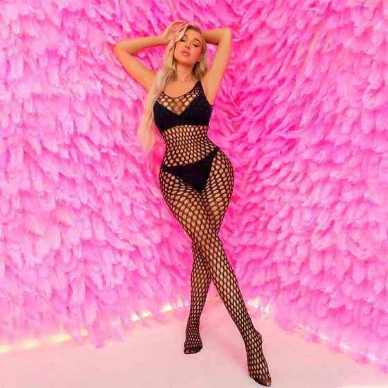 Сексуальний бодістокінг у сітку з відкритим доступом - Чорний - XS/S/М - Еротична білизна Вінниця