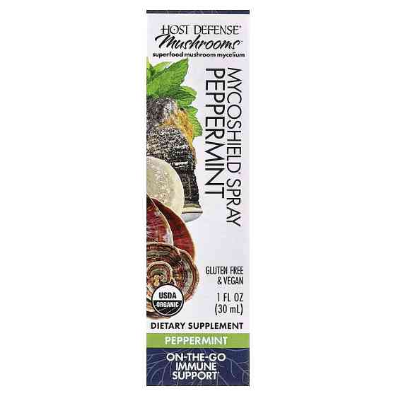 Спрей з м'ятою для імунної підтримки Host Defense Mushrooms, MycoShield® Spray, Peppermint 30 ml Луцьк