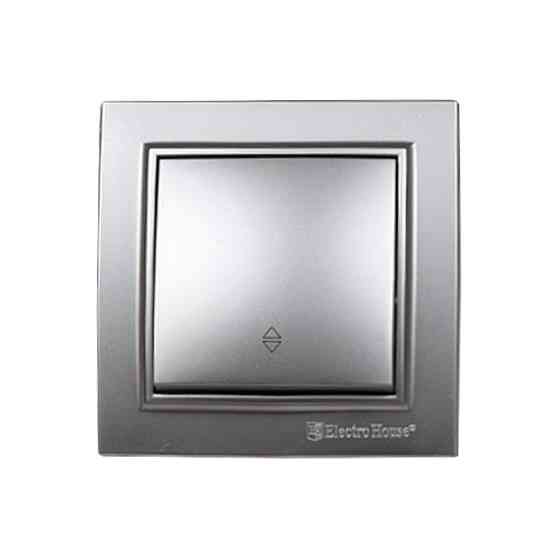 Выключатель одноклавишный проходной, Enzo серебряный камень Днепр