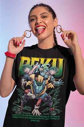 Футболка з аніме принтом Моя геройська академія оверсайз (S/M/L) Чорний AnimeJ0410 Дніпро