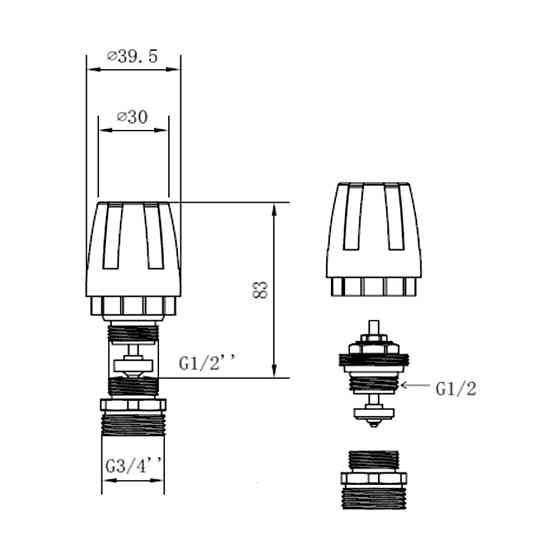 Кран термостатичний Thermo Alliance Standart 1/2"х3/4" з ручкою для колектора SFE009 Київ