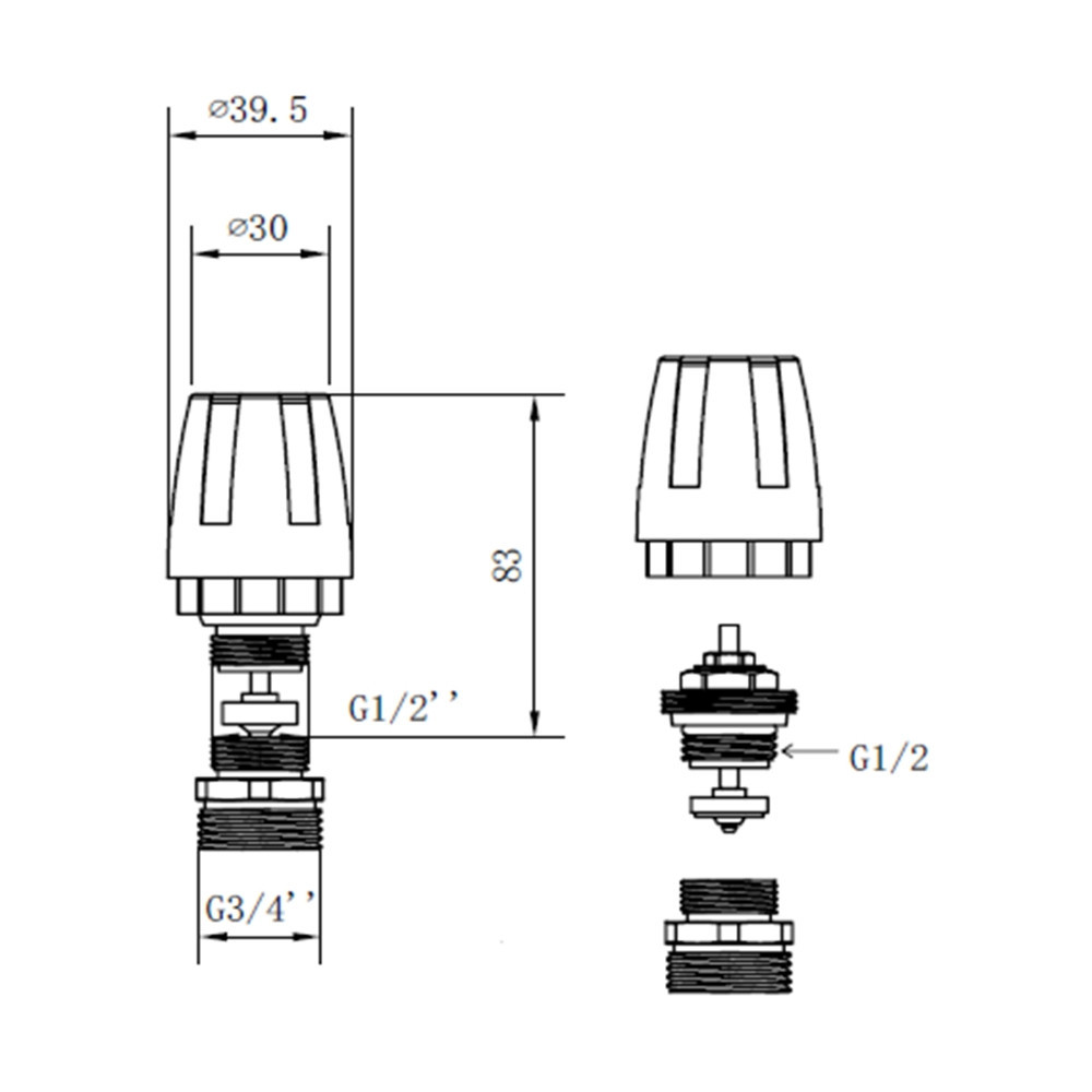 Кран термостатичний Thermo Alliance Standart 1/2"х3/4" з ручкою для колектора SFE009 Київ - фото 2