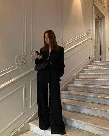 Женский классический повседневный костюм Костюмка люкс Черный, 44/46 Одесса