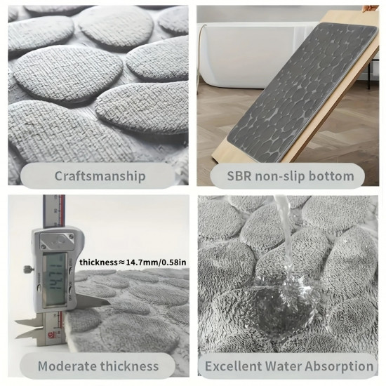 Набір килимків у ванну кімнату Камушки 2 шт Gray 80см Вінниця - фото 3