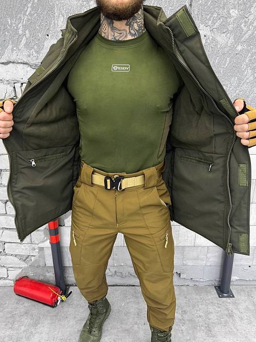 Куртка зимняя мужская теплая с капюшоном хакки липучка под шеврон L Одесса - изображение 1