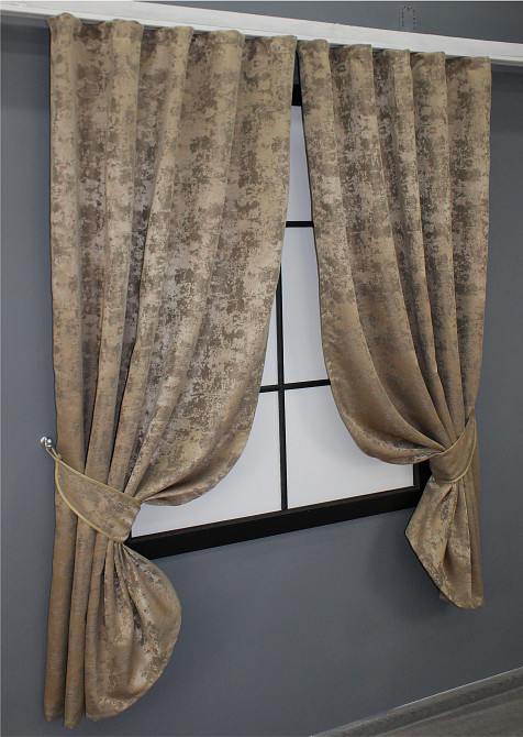 Комплект коротких штор VR-Textil Жакард Sultan YL № 1207ш Капучино 130х160 см 2 шт (39-157) Київ - фото 2