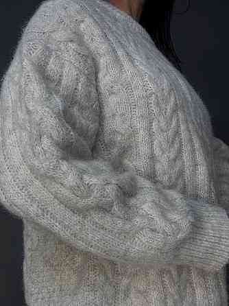 Светр жіночий A-N 3324 оверсайз крупна в’язка букле коси довгий one size, молочний, one size Київ