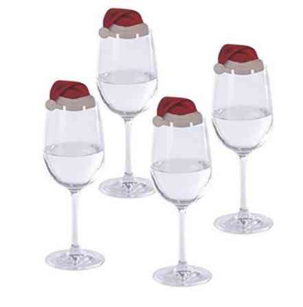 Украшение бокалов на новый год Шапки 10штук 60 на 35 мм красно-белый Киев