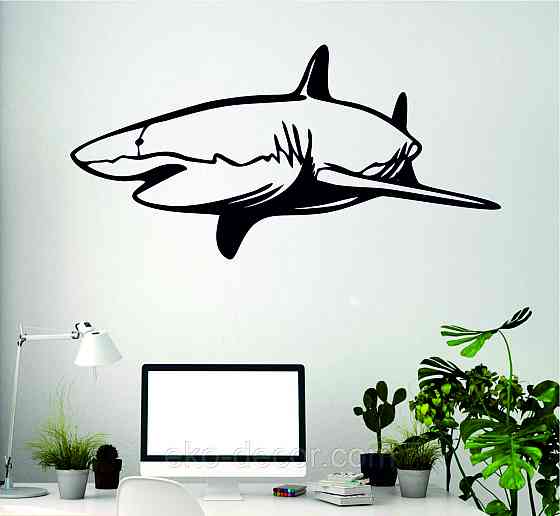 Декоративное настенное Панно «Акула» Декор на стену 90*44 см, Черный Киев