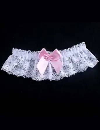 Белые подвязки Star Night с розовым бантом (без коробки) Sex Aura Киев