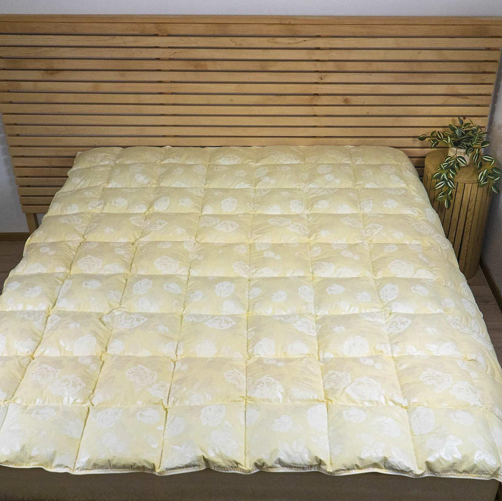 Полупуховое Евро одеяло YouStar 50% пух 50% перо, размер 200х220 см (Бежевый) Сумы - изображение 9