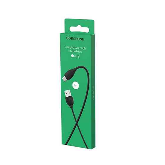 Кабель BOROFONE BX19 USB - Micro 2.4A, 1m, PVC, TPE конектори, колір чорний BX19MB Одеса