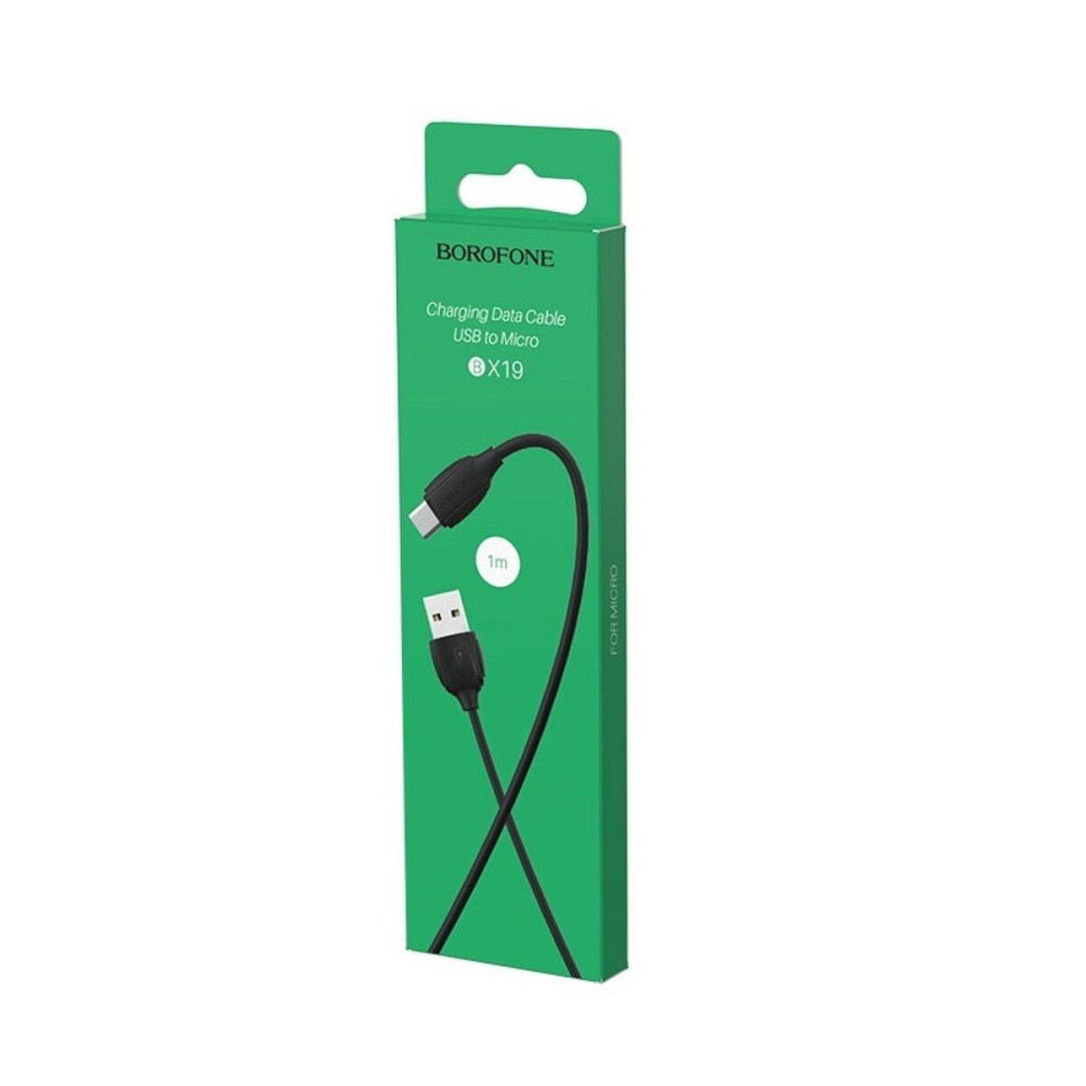 Кабель BOROFONE BX19 USB - Micro 2.4A, 1m, PVC, TPE конектори, колір чорний BX19MB Одеса - фото 3