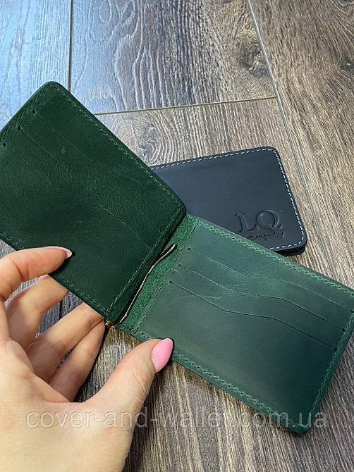 Затиск для грошей і пластикових карток зеленого кольору ST Leather Onda Київ - фото 3