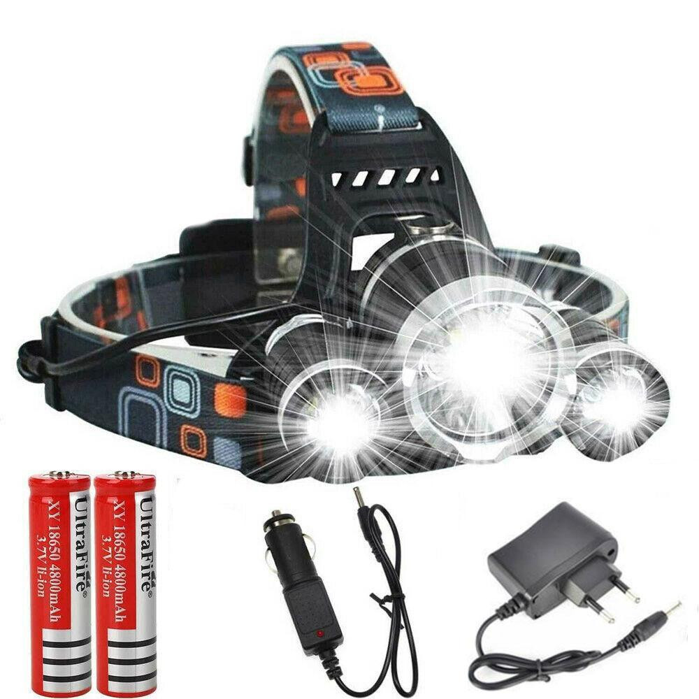 Налобний ліхтар T6+2XPE, RJ-3000, від мережі та прикурювача / Потужний акумуляторний ліхтарик на голову Київ - фото 1