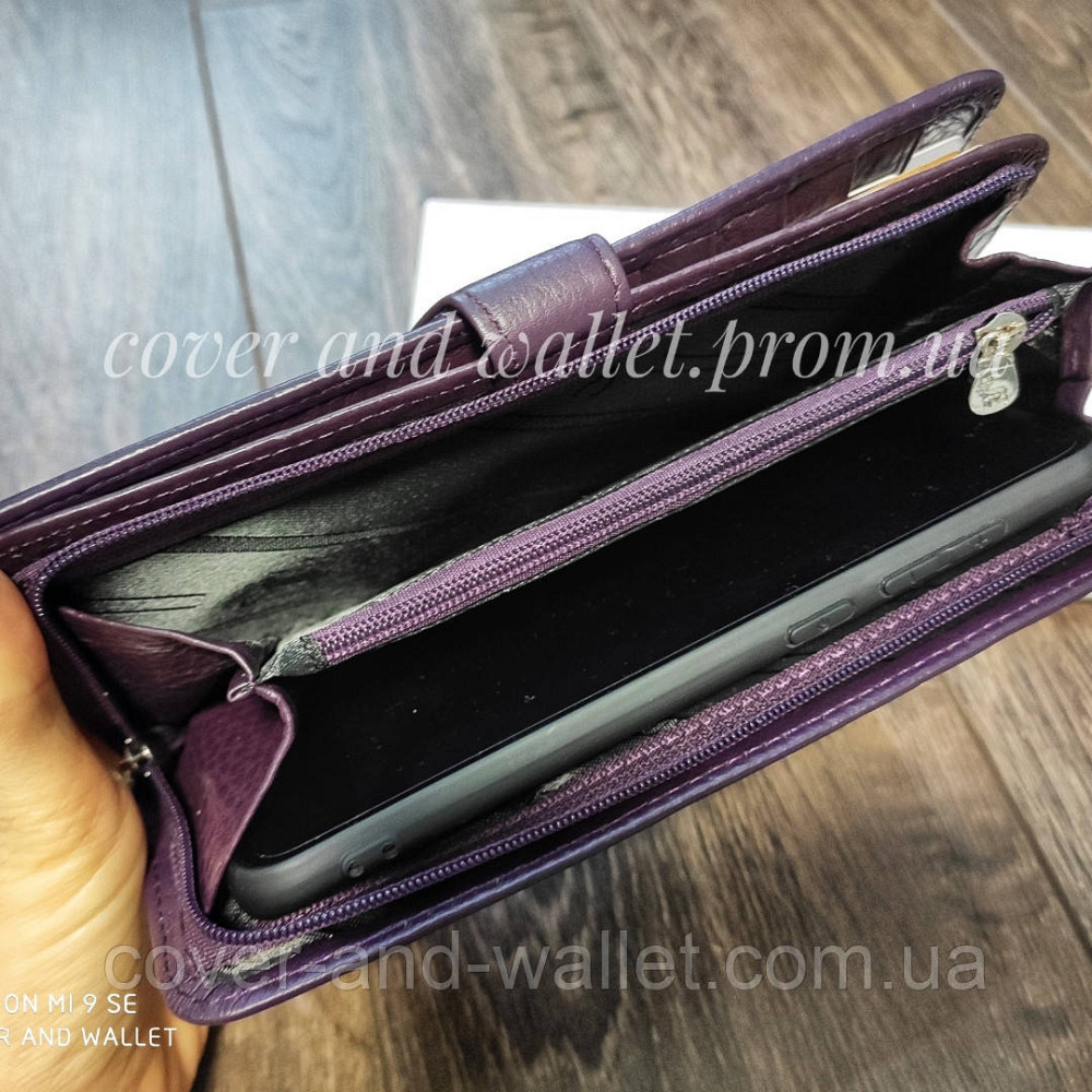Красивый кожаный женский кошелек фиолетового цвета Marco Coverna MC031-950 Киев - изображение 6
