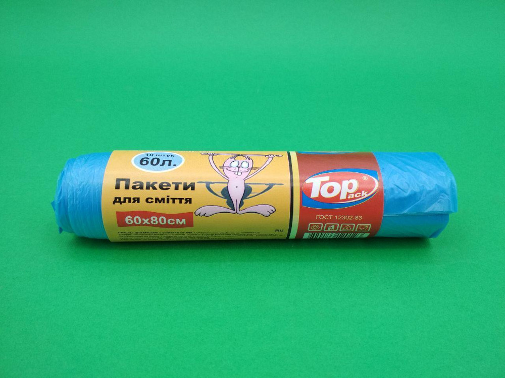 Сміттєвий пакет 60літрів (10 шт. LD) із вухами (1 рул) Харків - фото 1