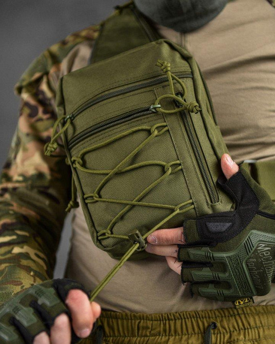 Сумка-слінг тактична з однією лямкою SILVER KNIGHT oliva ВТ6748 Одеса - фото 5