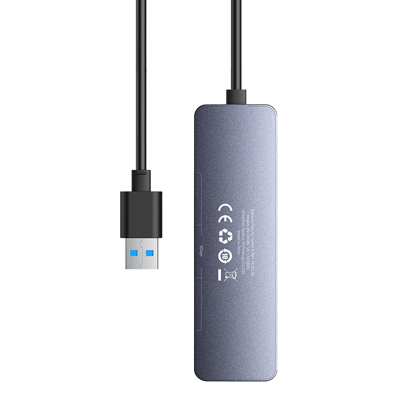 USB-хаб Baseus UltraJoy Series 4-Port HUB Lite 50cm Space Grey（USBA to USB3.0*4+Type-C5V） Одесса - изображение 4