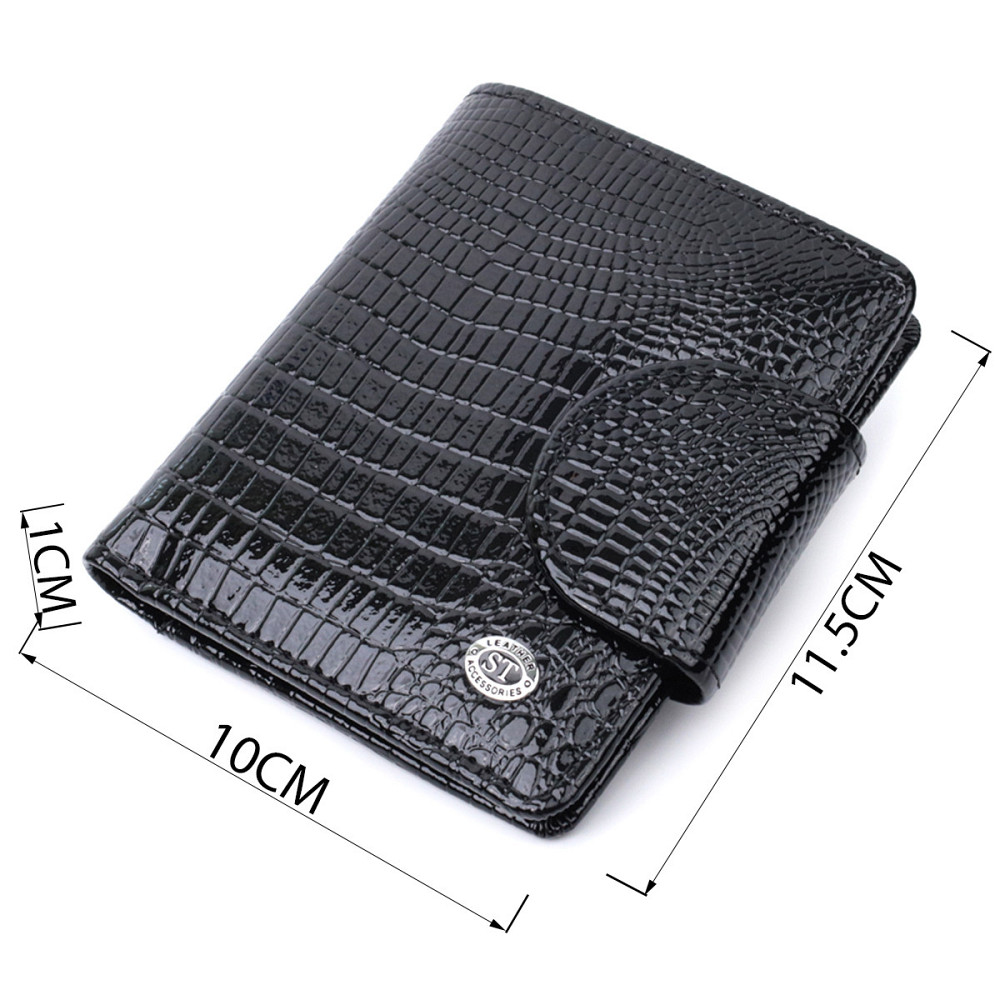 Гаманець для жінок середнього розміру з натуральної шкіри ST Leather 22686 Чорний Київ - фото 3