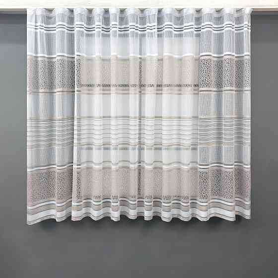 Короткий тюль жакард, висотою 1,5м, колір білий з капучино 1948т Київ