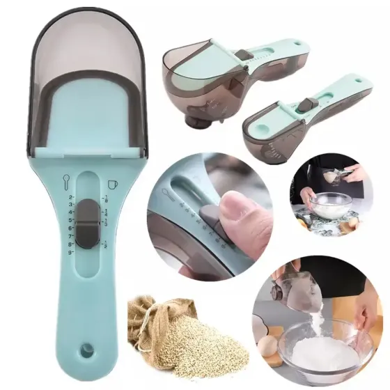 Регулируемые пластиковые мерные ложки 2 штуки Adjustable measuring spoon Коломия